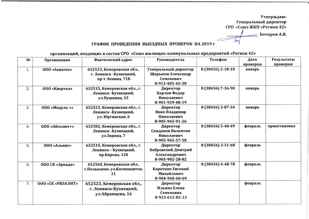 График проверок образец